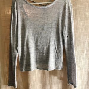 Sheer grey sweater w/scooped back